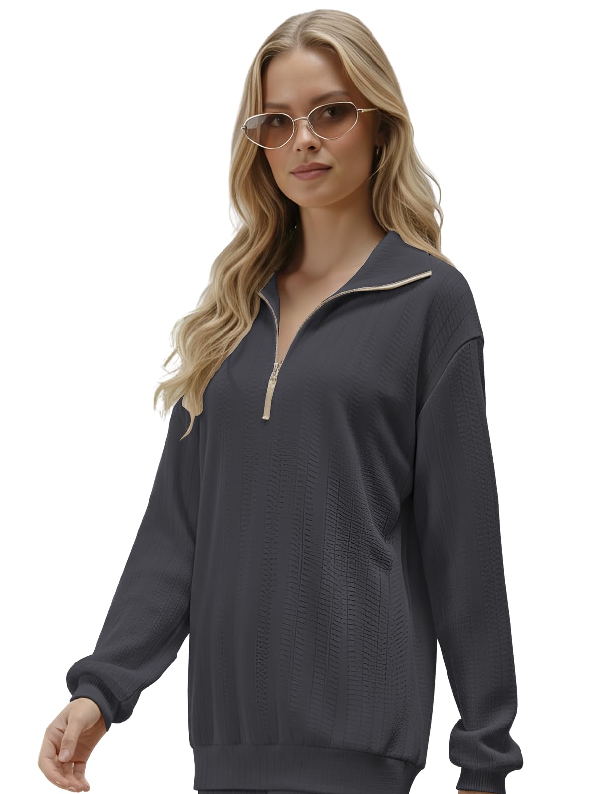 Co-ord Set for Women Stylish | Warm Hooded Hoodie & Pant Set | Winter Wear Womens Dress | Casual Travel & Loungewear Outfit (GL-W2516&TR1457-L-Dark Grey)