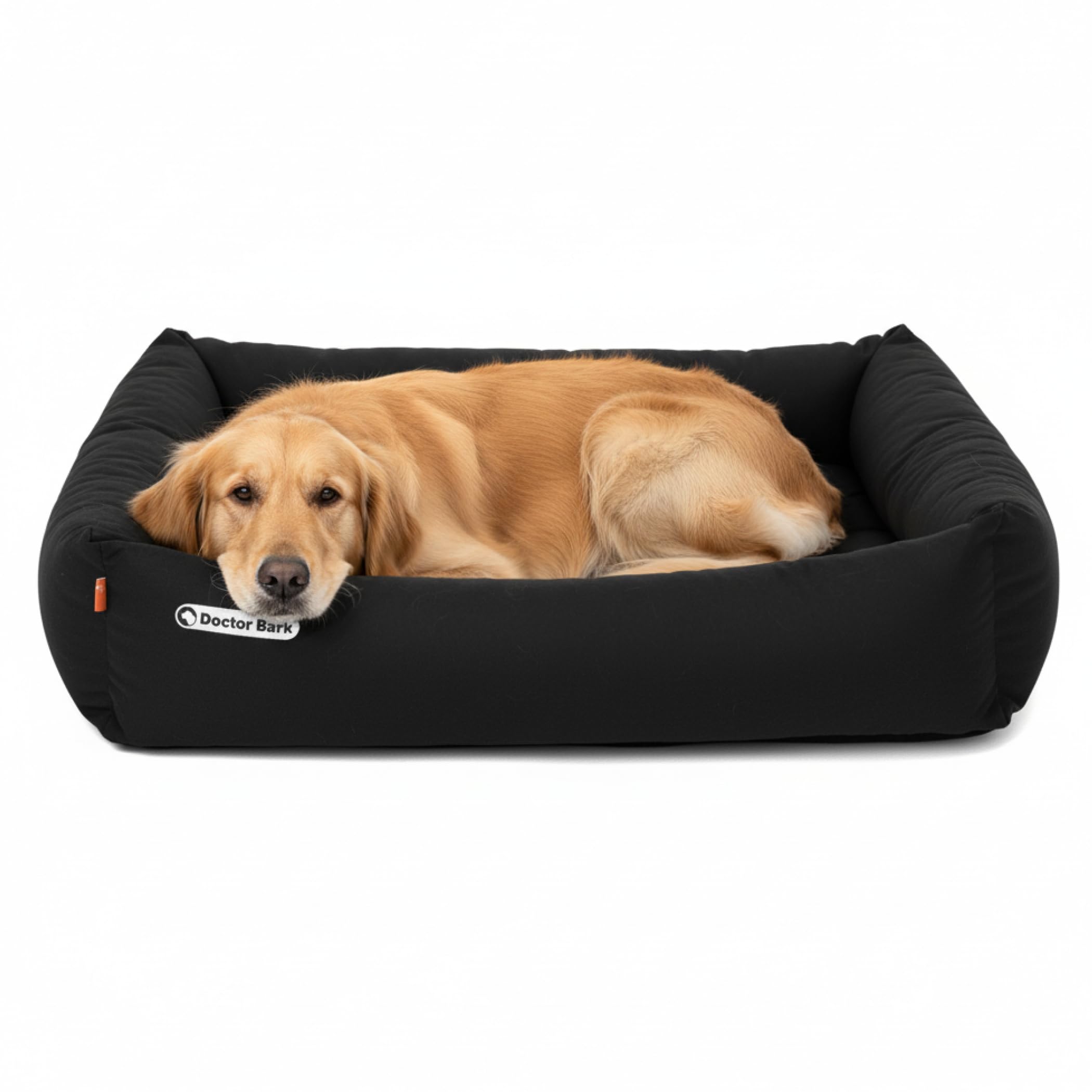 Doctor Bark Hundebett Orthopädisch - Waschbar bis 95°C, Geruchsfrei & Hygienisch - Kuscheliger Hundekorb Grosse Hunde mit Hundematratze (XL - 100x90 cm, Schwarz)