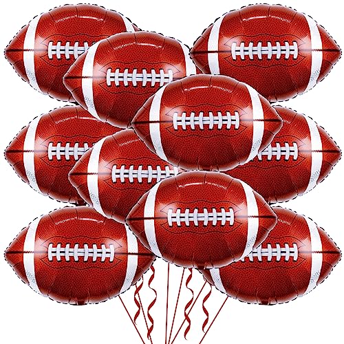 LHOAVWE 18 Inch Football Balloons 10 Pack Rugby Football Balloons for Tailgate Touch Down Game Day Rugby Sports Theme Supplies Birthday Party Decorations