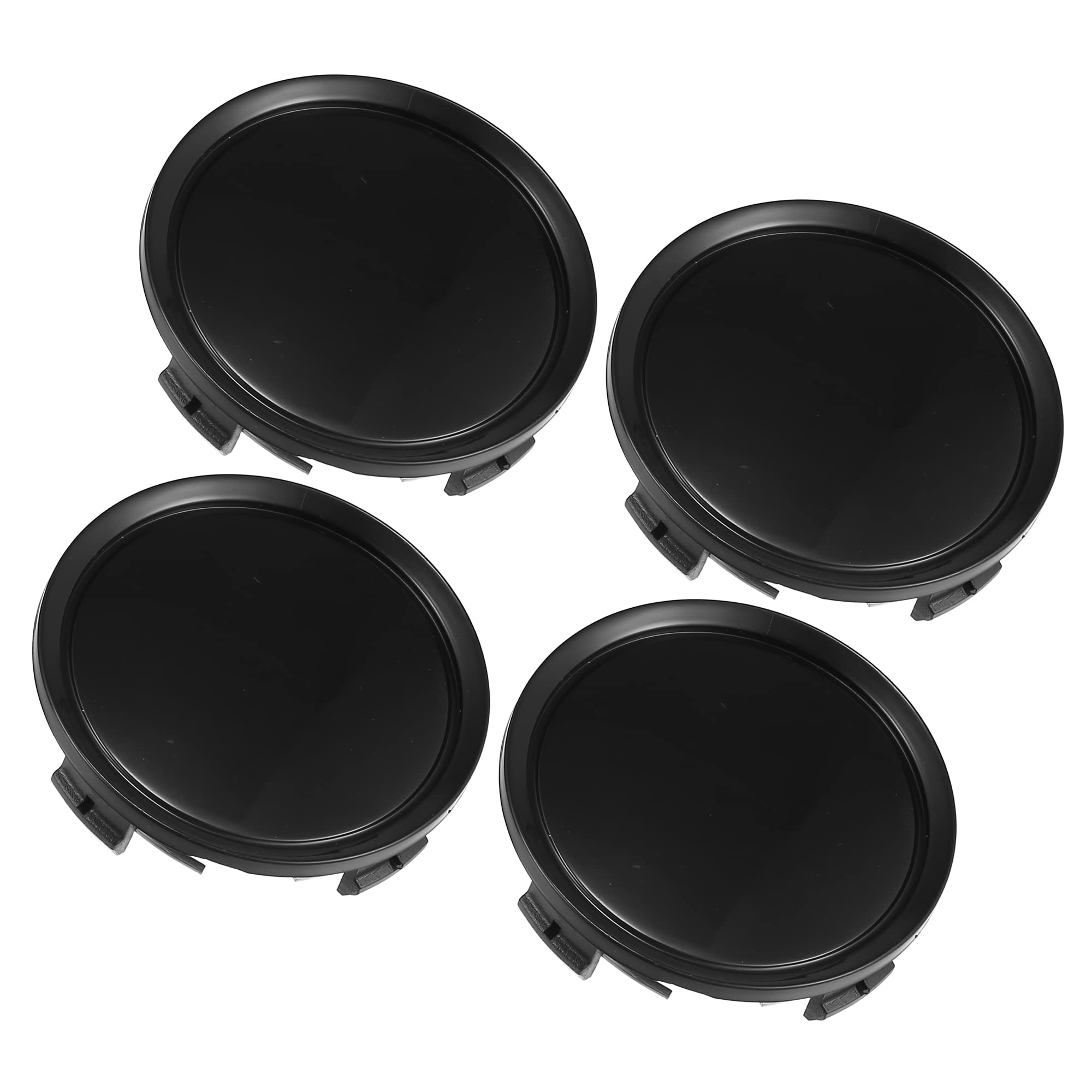 ACROPIX ホイールタイヤセンターハブキャップカバー ユニバーサル 75 mm直径 4クリップ 自動車用 ブラック 4個