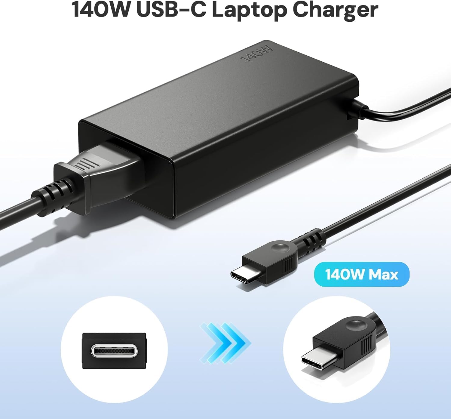 Slim Ladegerät USB Typ C 140W Kompatibel mit Lenovo ThinkPad T1g Gen 8 | für Lenovo AI P1 Gen7 Ultra 9 P16V Gen1 16 Zoll P16 Gen2 Mobile Workstation Slim Pro 7 9 Legion 9 9i 7 2-in-1 Laptop