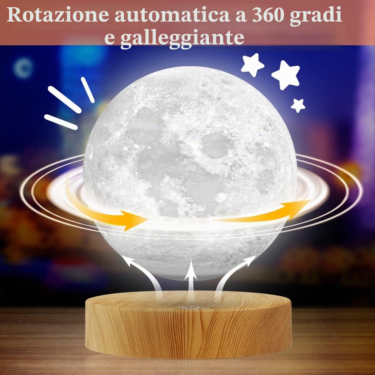 Lampada da luna galleggiante 16 colori luce notturna LED magnetica - Regali, lampada da luna levitazione per camera da letto soggiorno ufficio