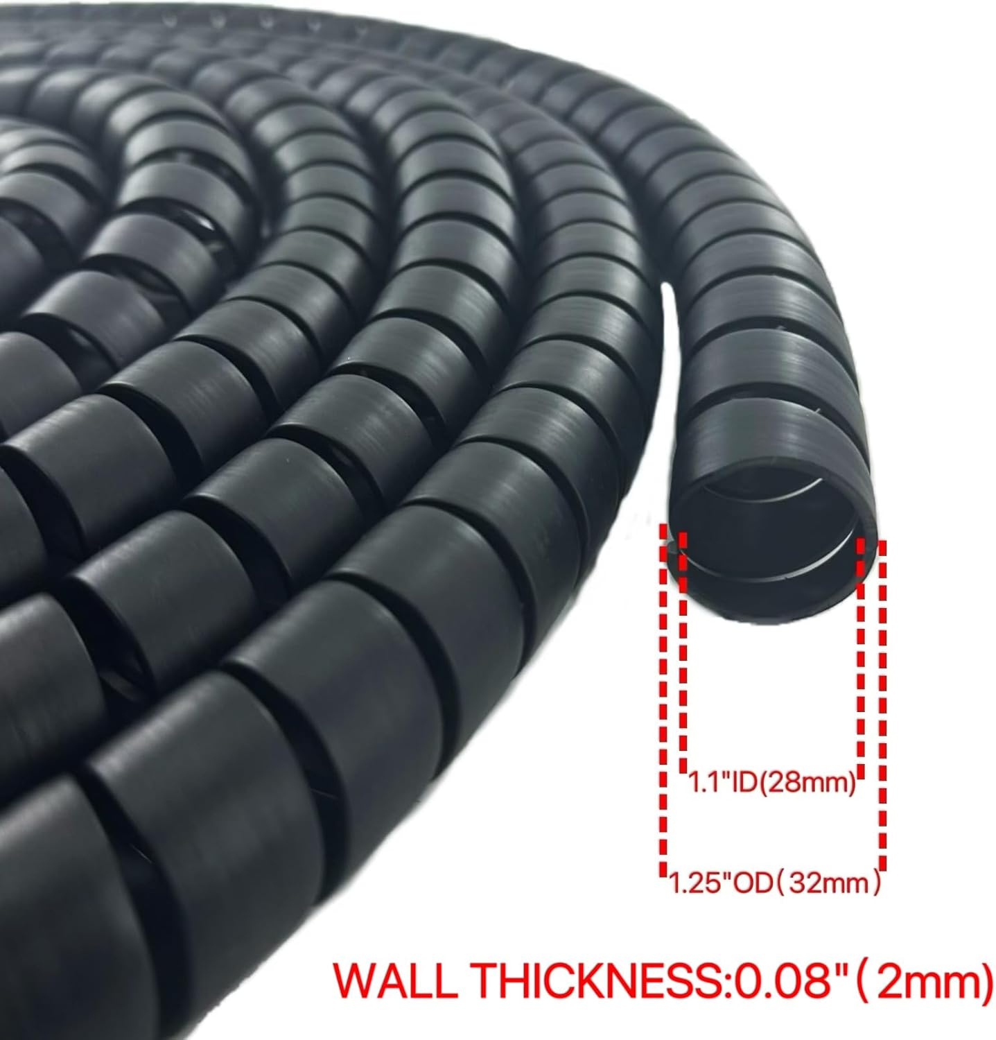Spiral Wrap Hose Cable Protector - 1.25" OD x 20' Pre-Cut Lengths-Safe Hose Protector to Avoid Wear and Extend Life for Hydraulic Pneumatic Hoses