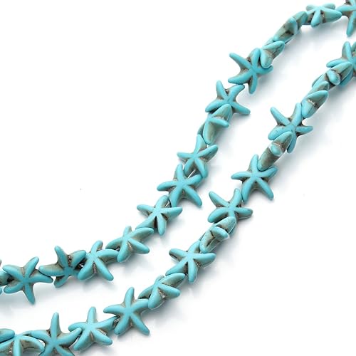 Miniatura 4 de Cuentas náuticas de estrellas de mar de howlita de colores surtidos para niñas aproximadamente 38 unidadeshebra 0.512in x 0.512in