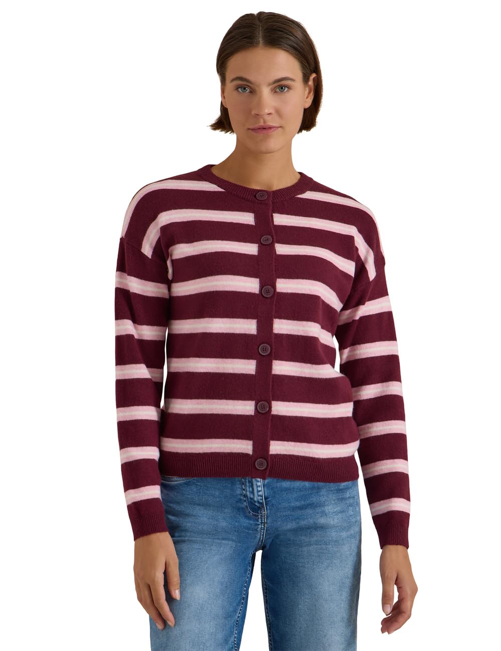 Cecil Damen 2515859 Cardigan mit Rundhals und Streifen (1er Pack)
