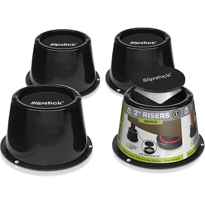 Slipstick CB674 Premium 2 Inch Furniture Risers/Bed Raisers with Steel Reinforced Top (4 Pack) Adds 2" Height, Supports 2,640 Pounds, Stackable with CB671