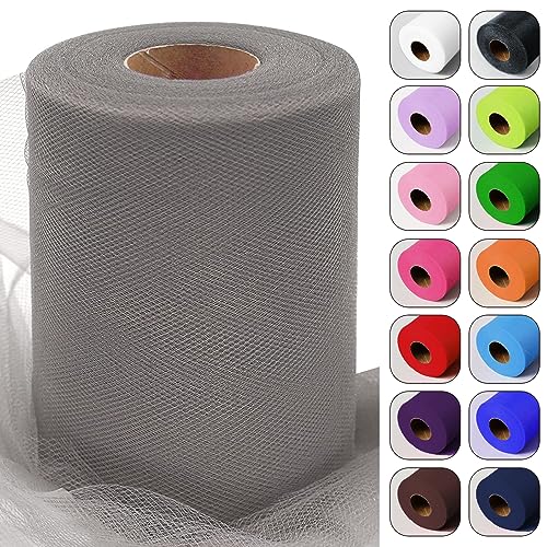 Luceinvita Gray Tulle Fabric Roll 6" X 100 Yards