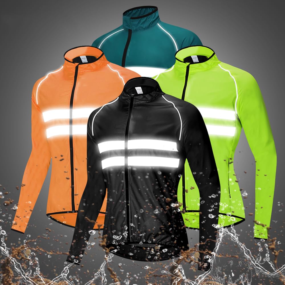 Hombre Chaqueta De Ciclismo Ultraligera Impermeable Mujer, Ventilada Reflectante Transpirable Chaqueta De Running, Duradera Capucha Bolsillo Trasero Chaquetas De Sol Para Ciclismo