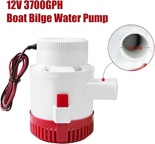 Miniatura 4 de Bombas de sentina 3700 GPH para barcos, bomba de sentina marina sumergible de 12 V con salida de 1-12 pulgadas, fontanería no automática para