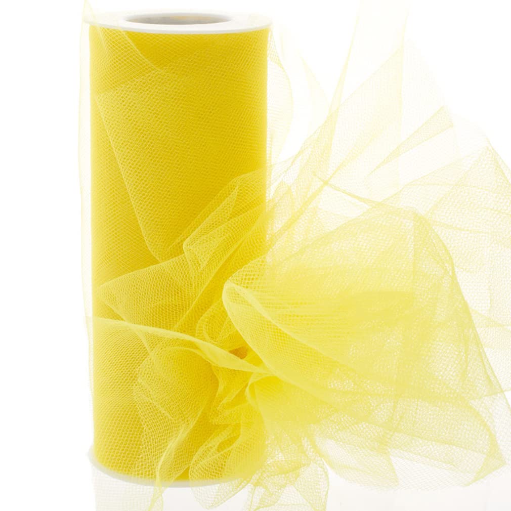 6" Tulle Fabric Roll Premium Craft mesh for Wedding Decorations Party Favors Gift Wrapping Bows Tutus Floral Arrangements Chair Sashes and DIY Projects Soft Sheer Netting (Yellow, 25 Yards)