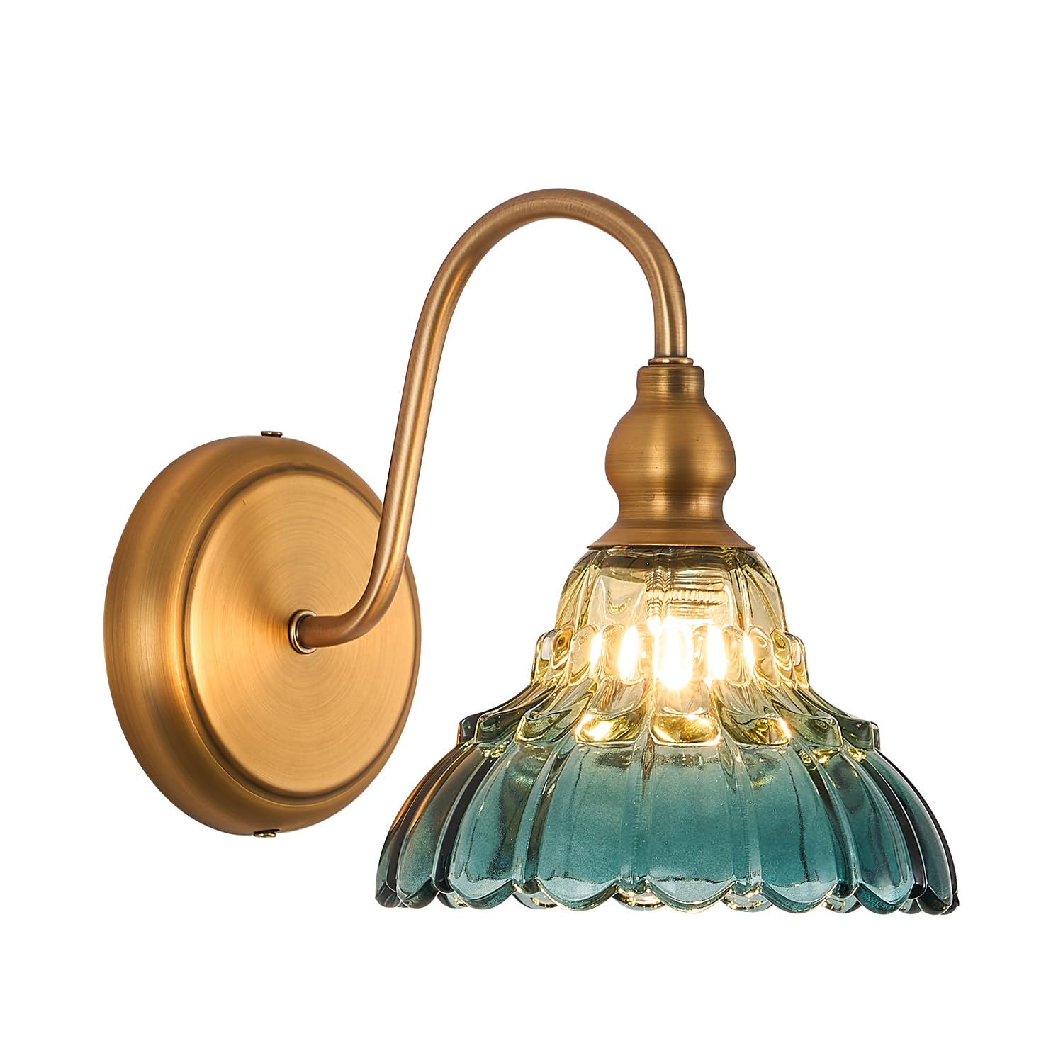 Vintage Wall Sconce Yellow and Blue Gradient Wall Light Bedside Wall Lamp Matte Brass Bedroom Light Fixtures in Door Lighting Fixture for Living Room Hallway Corridor