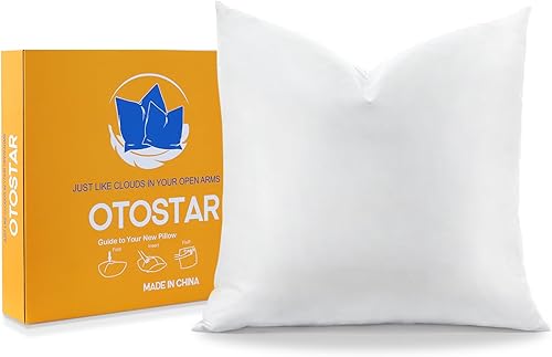 Miniatura 7 de OTOSTAR Paquete de 1 almohada de plumón y plumas, 24 x 24 pulgadas, relleno de almohada cuadrado suave y esponjoso con funda de algodón 100%