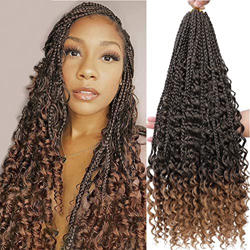 CFMY 8 Paquetes de Trenzas de Ganchillo de 18 Pulgadas, Trenzas de caja de Diosa de Ganchillo, Pelo de Rizados, Crochet Hair Extensiones de Cabello Trenzado Sintético Para Mujeres Negras (1B/30) Cover