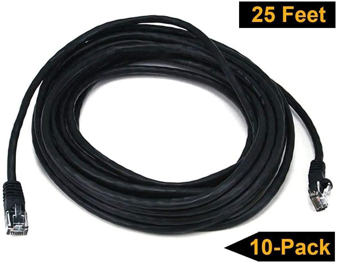 iMBAPrice 50' Cat5e Network Ethernet Patch Cable, 10 Pack, Black (IMBA-CAT5-50BK-10PK)