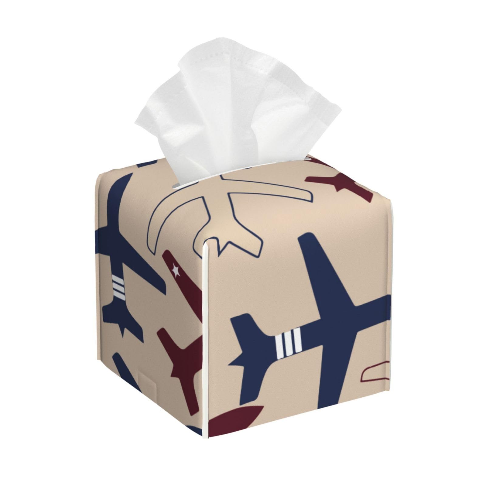 Aircraft Airplane Flying Square Tissue Box Cover with Modern and Stylish Bottom Tissue Box Storage Space