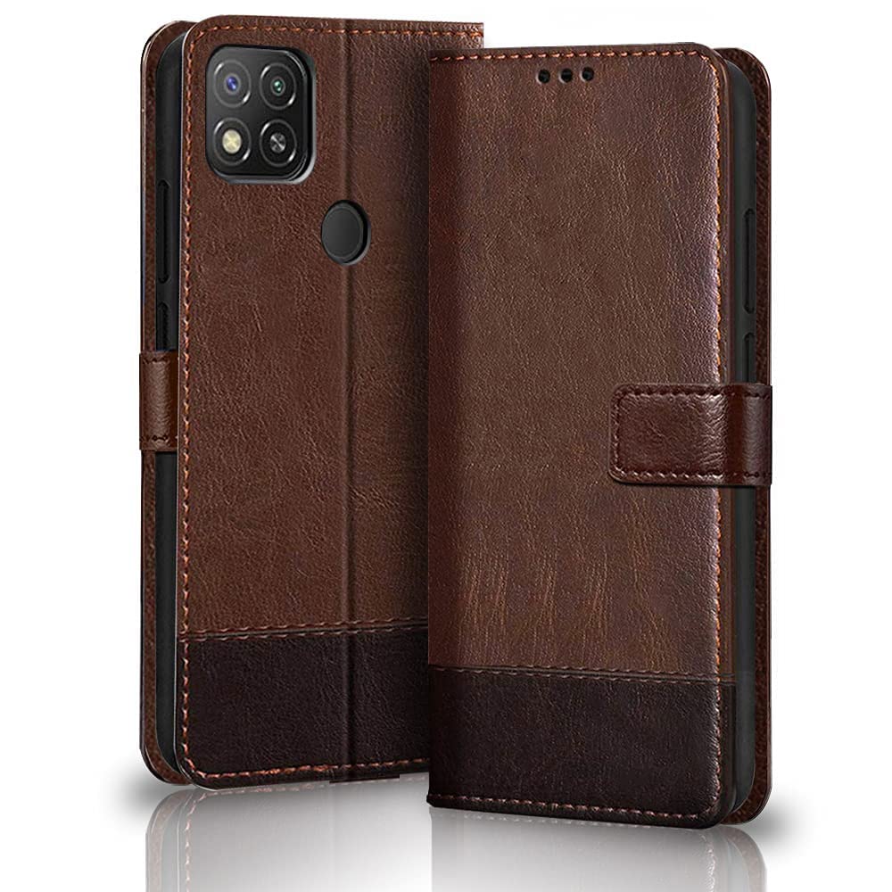 TheGiftKart Flip Cover Back Case for Redmi 9 / Redmi 9 Activ/Poco C31 | Leather Finish | Inbuilt Stand & Pockets | Wallet Flip Case Back Cover for Redmi 9 / Redmi 9 Activ/Poco C31 (Brown & Coffee) (B09KNTDTSW) Amazon Price History, Amazon Price Tracker