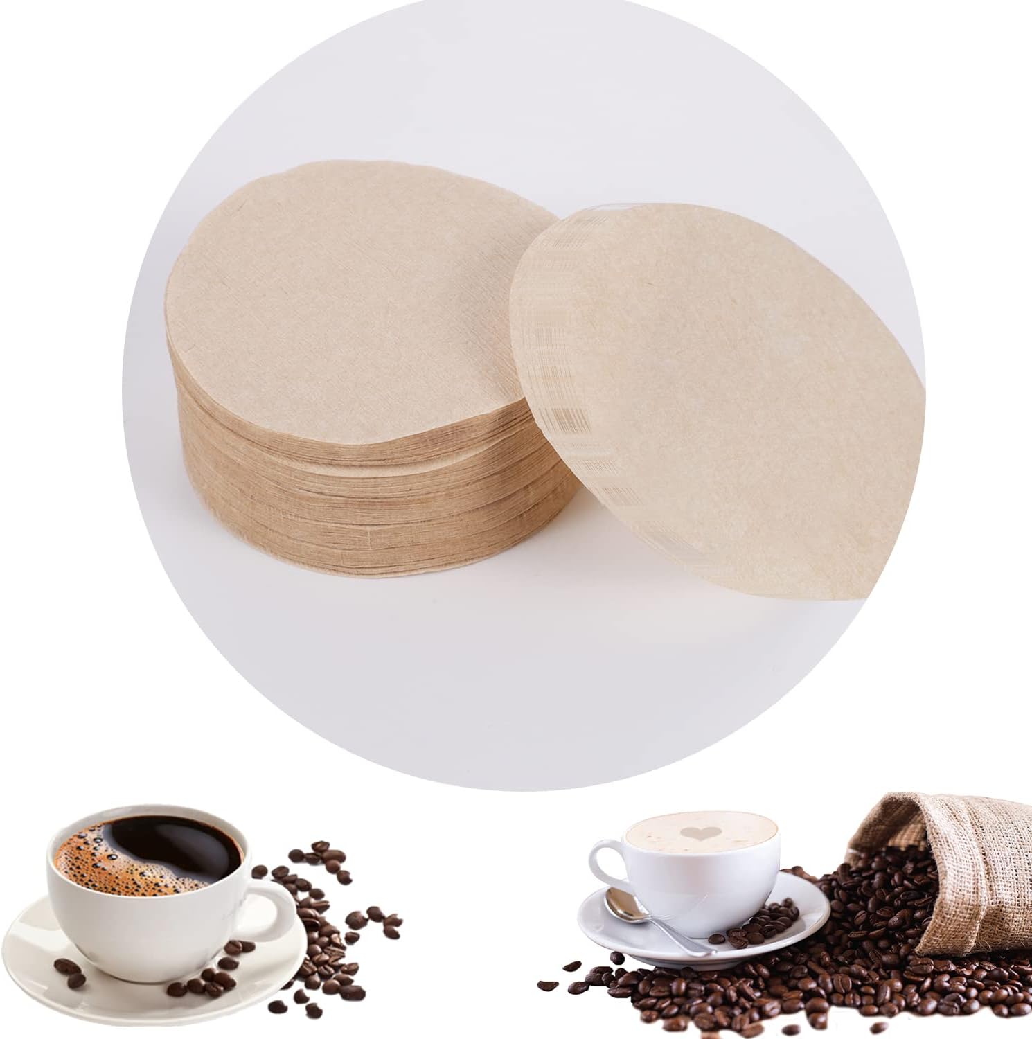 300 Pcs Coffee Filters Papers, 64mm/2.5" Unbleached Coffee Filters Round Replacement Compatible with Aerobie Aeropress Coffee and Espresso Makers