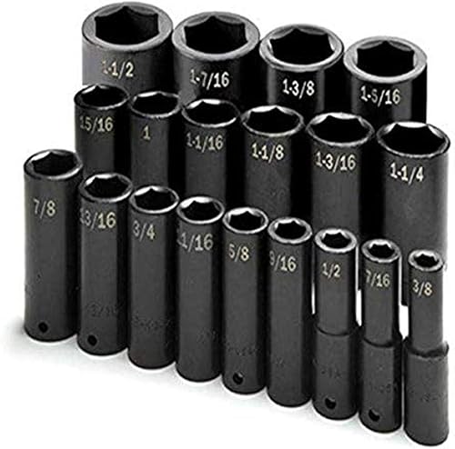 SK Hand Tools 4049 - Juego de llaves de vaso de impacto fraccionario de 19 piezas de 12 pulgadas de pulgada