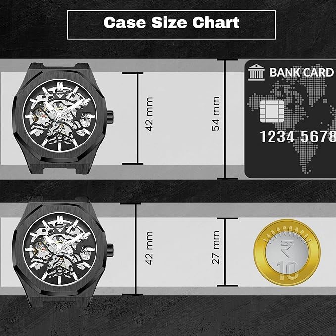 Image of ALTURA Onyx Skeleton Automatic Men's Watch - Octagonal Case, Self-Winding Mechanical Movement, Silicone Strap