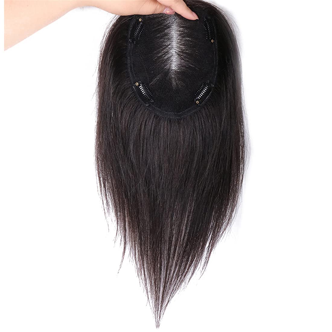 Human Hair Forehead Topper Hairpieces 5x5.5 inch Hand Made Swiss Net Wiglet Hairpiece for Women with Thinning Hair, 14 inch