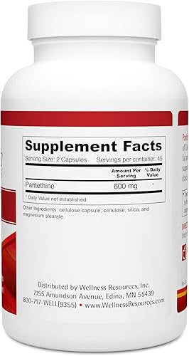 Miniatura 2 de Wellness Resources Pantethine - Vitamina activa B5. Vegana (300 mg, 90 cápsulas)
