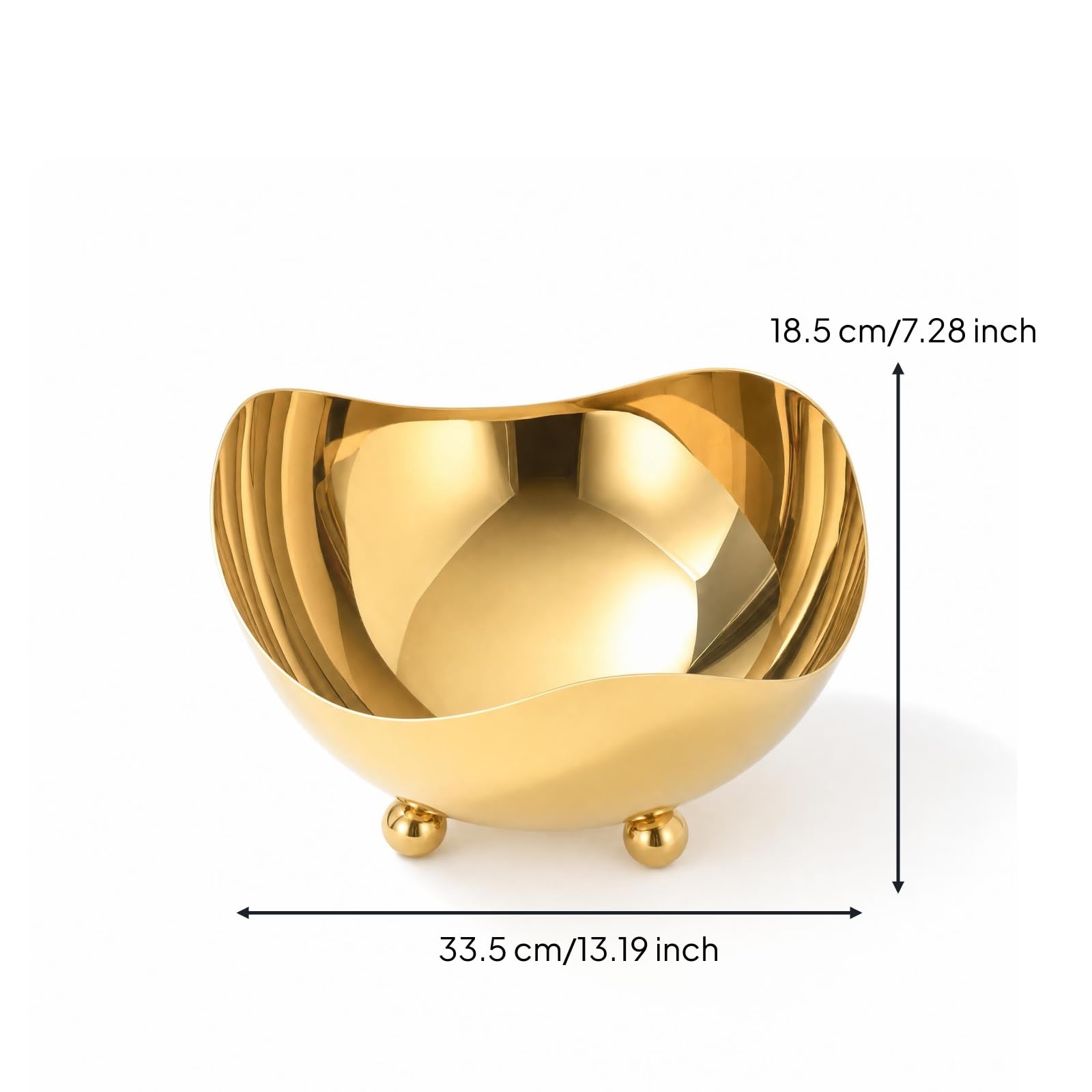 Amagogo Industrial Tray Edelstahl Schale Servierschale Obstschale Dekoschale mit Wellenförmigem Rand Und Flacher Schale Pflegeleicht Und Langlebig für, Gold, size to 5