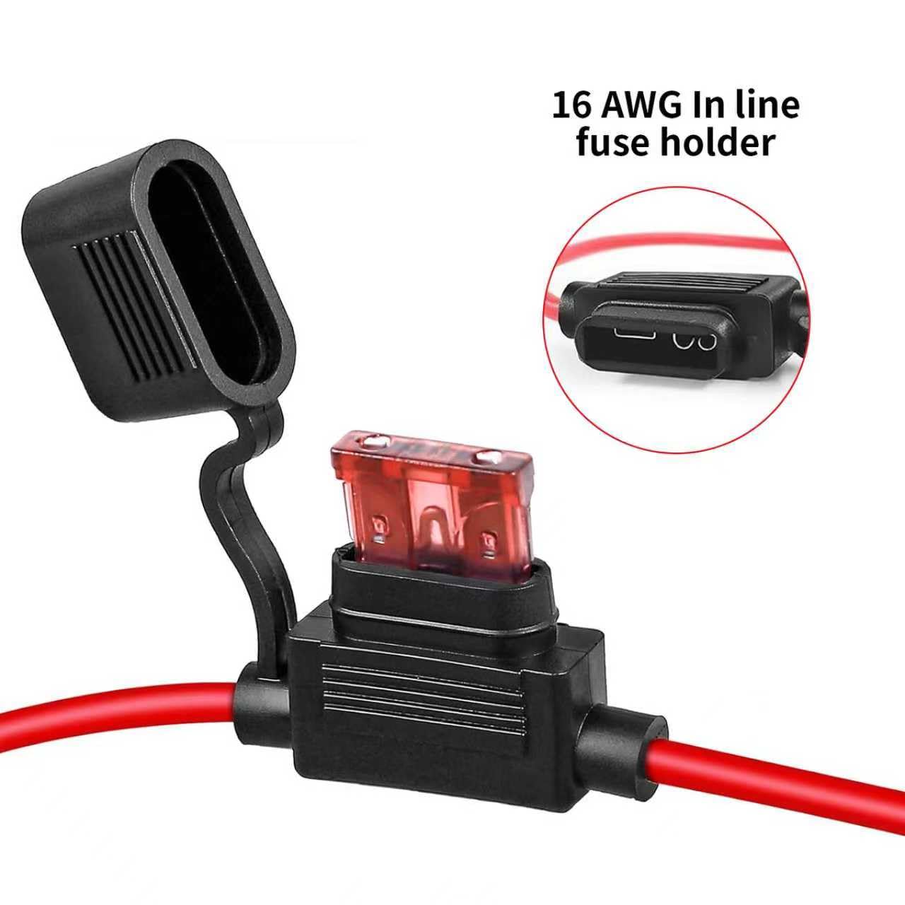 12V Inline Fuse Holder Blade Fuse – 2 Pack 10A Waterproof Automotive Fuse Holder Kit 16 AWG Wiring Harness for Car, Truck, Motorcycle, Boat Easy Install Circuit Protection for DIY Electrical Projects - 2