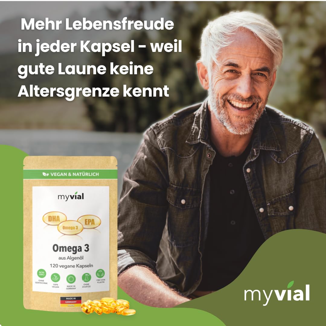 Omega 3 Kapseln vegan 240 Stück – 600 mg EPA & DHA aus Algenöl – hochdosiert – Triglycerid-Form – nachhaltig produziert in Deutschland – ohne Zusatzstoffe – laborgeprüft (Packung mit 2)