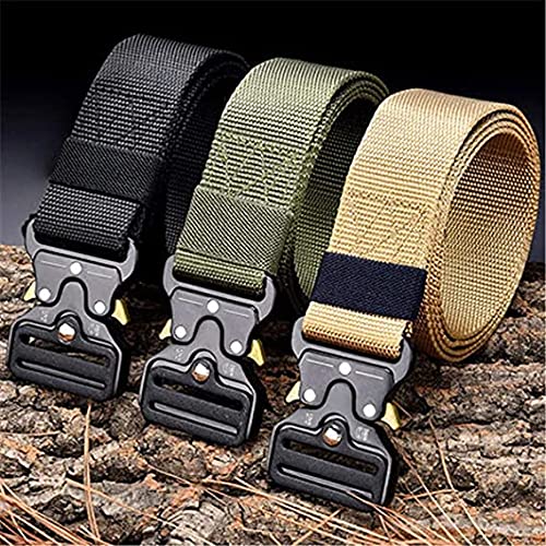 2pcs Tactical Belt,Military Style, Heavy-Duty Nylon Belt With Quick Release Metal Buckle, Work Belt 1.5 X 4 Ft(Beige & Green), 4FT4