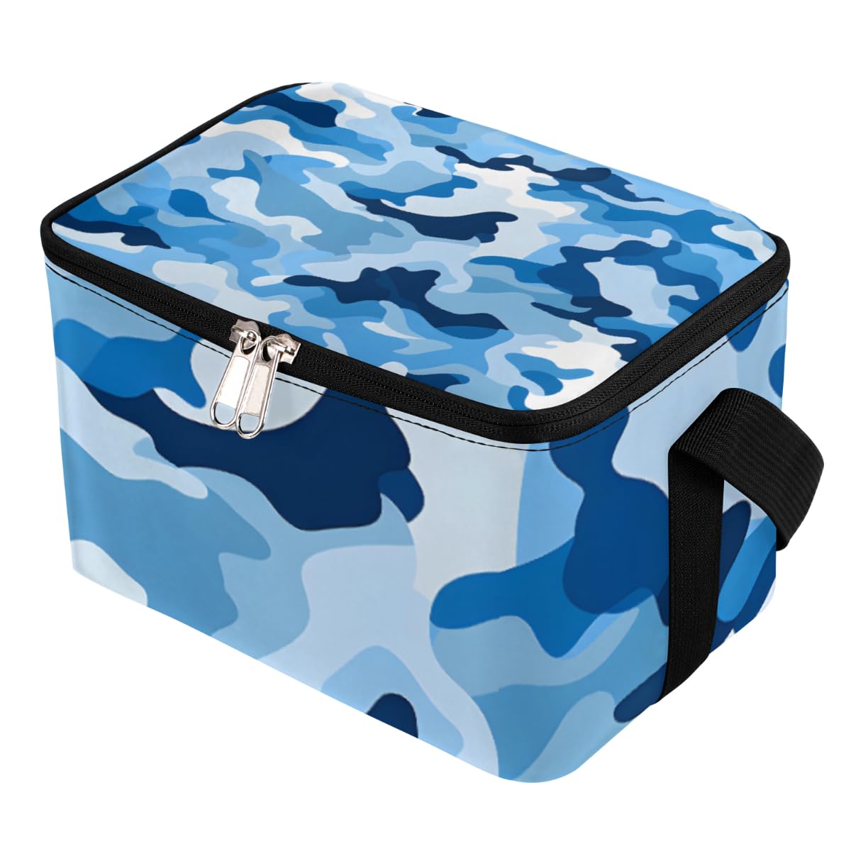 GzLeyigou Lunch Bags for Women Men 9 Cans,Blue Camo Hot & Cold Food Delivery Bag Insulated Grocery Bag Insulated Lunch Box Camouflage Cooler Bag for Office Work Picnic Beach