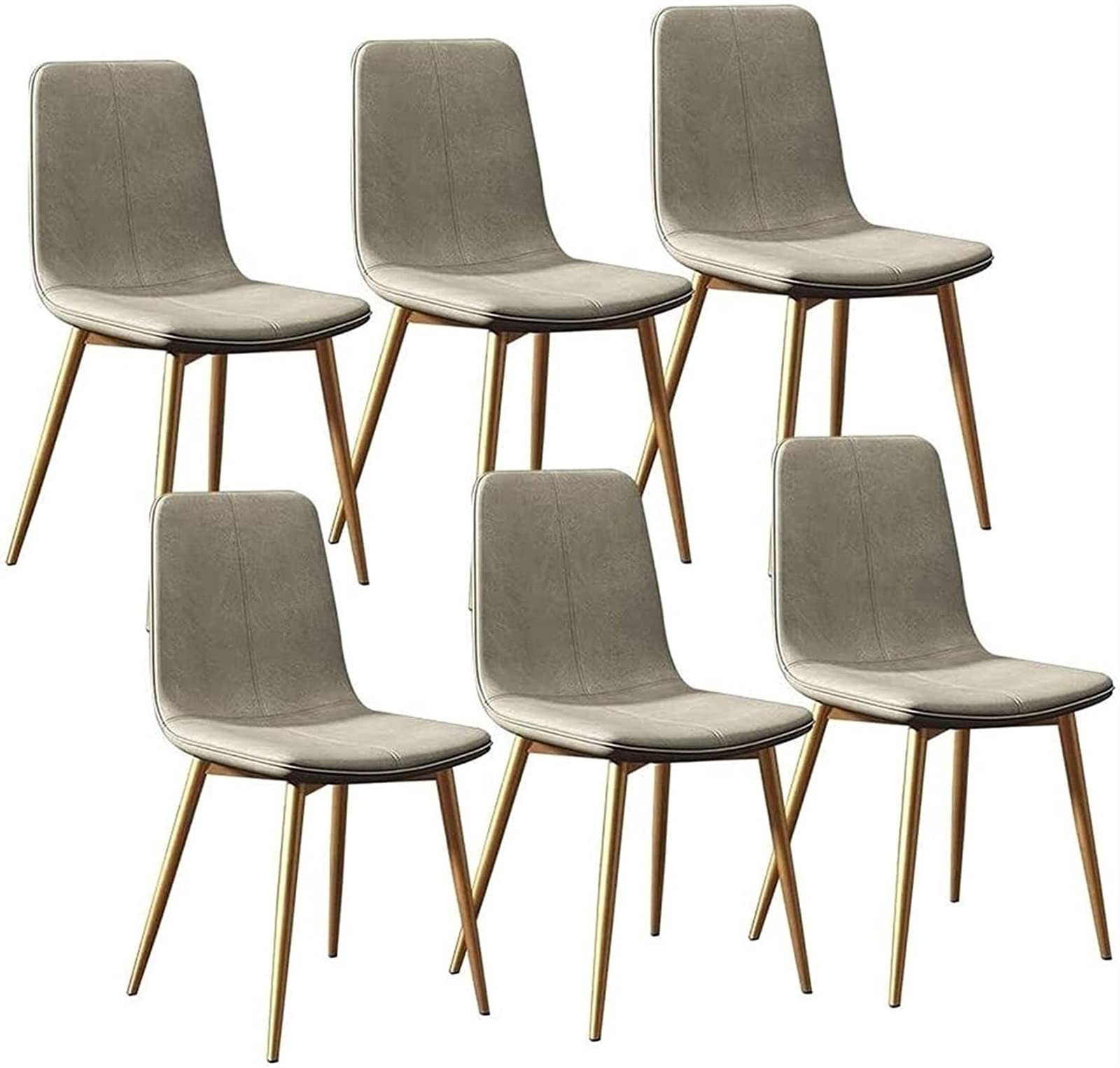 SJIALEN Modern Kitchen Chairs Set of 6, for Living Room Bedroom Office Lounge Dining Chairs with Metal Legs PU Leather Backrests Seat Kitchen Chair (Color : Beige, Size : 43x40x86cm)