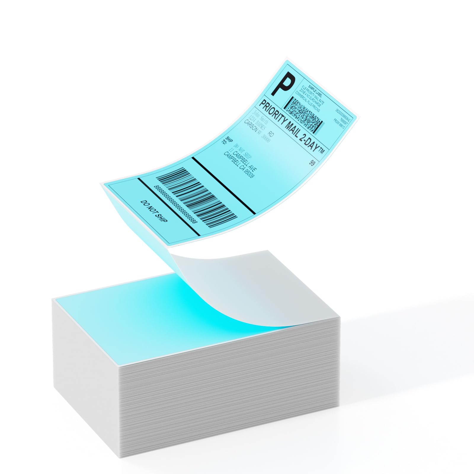 Label KINGDOM Thermal Label Printer Paper, 4"x 6" 500-Fanfold Blue Stickers for Polono, Phomemo Direct Thermal Printer for Shipping Address Label, 1