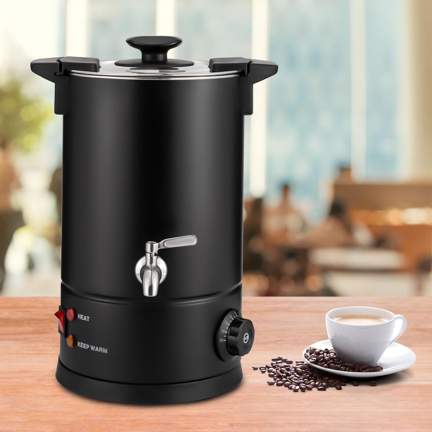 Omosiroi 8L Commercial Coffee Urn Hot Beverage Dispenser with Constant Temperature Function, Portable Stainless Steel Percolate Coffee Pot Coffee Maker With Double-layer Barrel Wall for Catering
