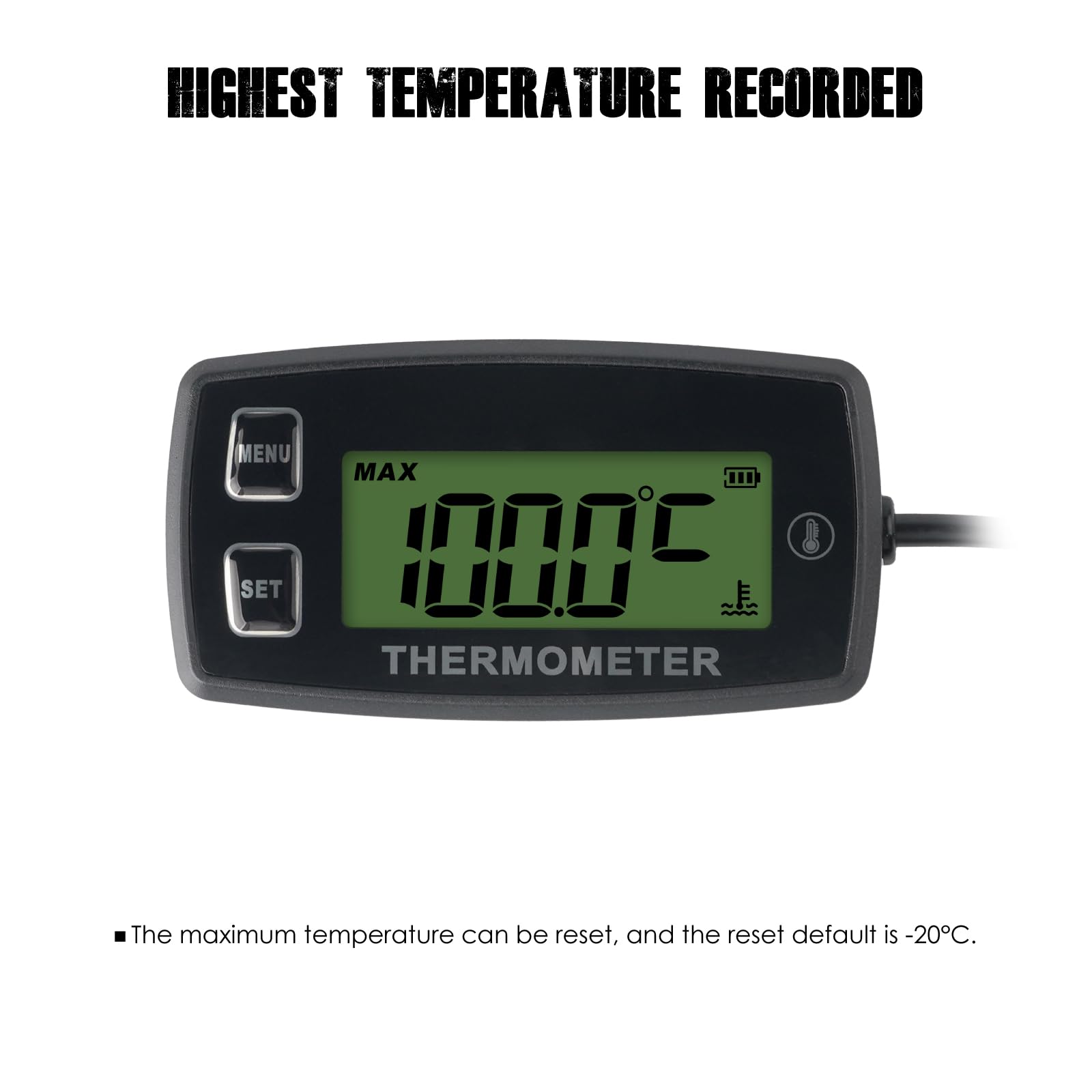 Digitales Motortemperaturthermometer Induktionsthermometer Kleiner Motor Multifunktions-Außenthermometer Wasserdichtes Thermometer, das für Boots-LKW-Motorradmotor geeignet ist