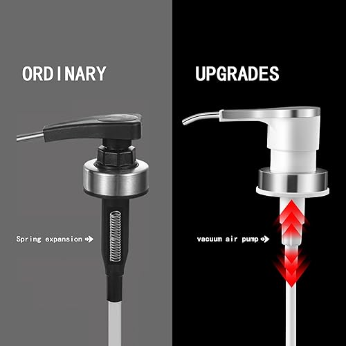 Miniatura 4 de MEUJAWQR Dispensador de jarabe de café, dispensador de bomba de salsa, botella de vidrio de 17 onzas con bombas de acero inoxidable, a prueba de