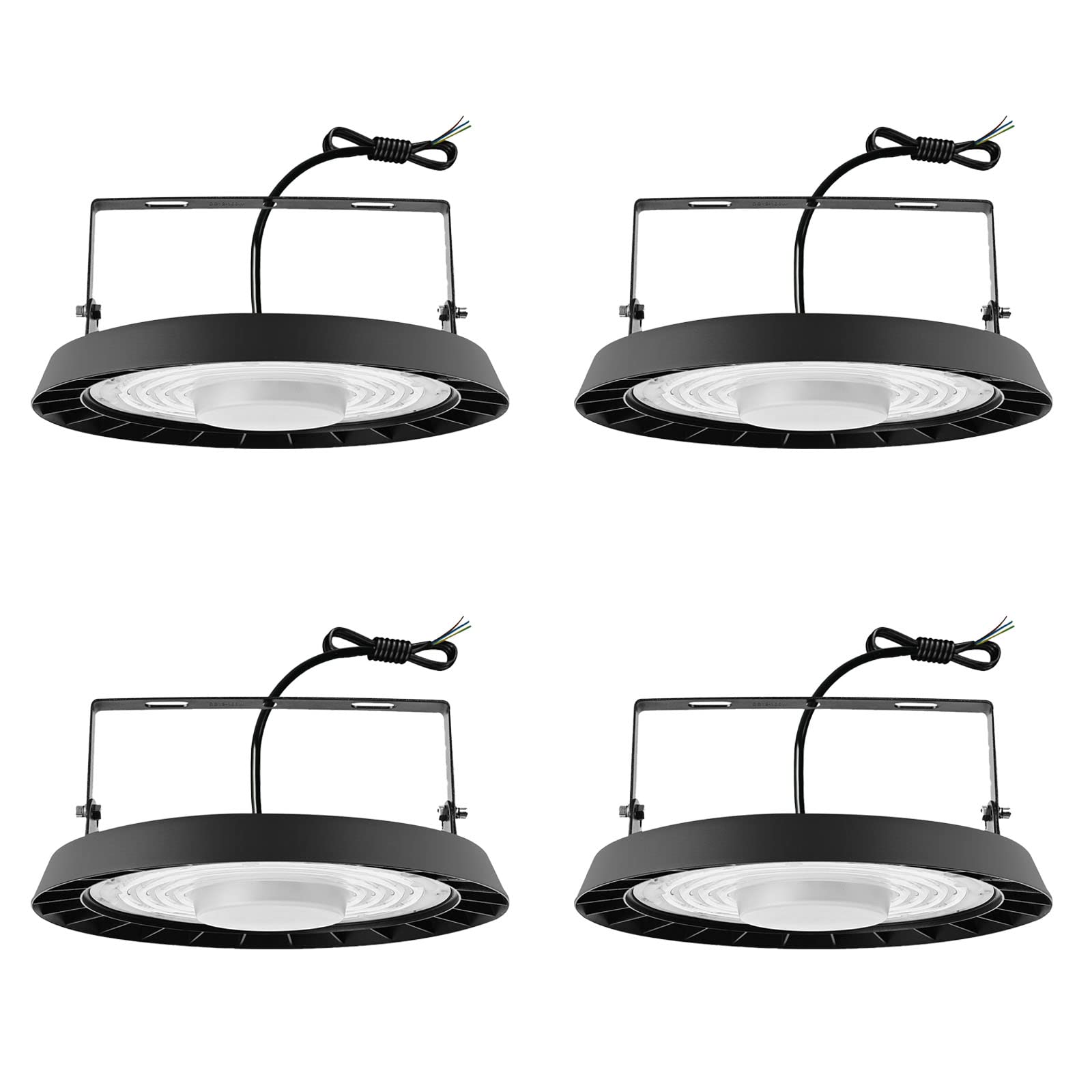 300W UFO LED High Bay Lamp, UFO LED 30000LM Industrial LED Spotlights with Stand, Industrial LED Hood Cool White 6500K IP65 Waterproof UFO LED Workshop Lamp for Factory Garage (4PCS)