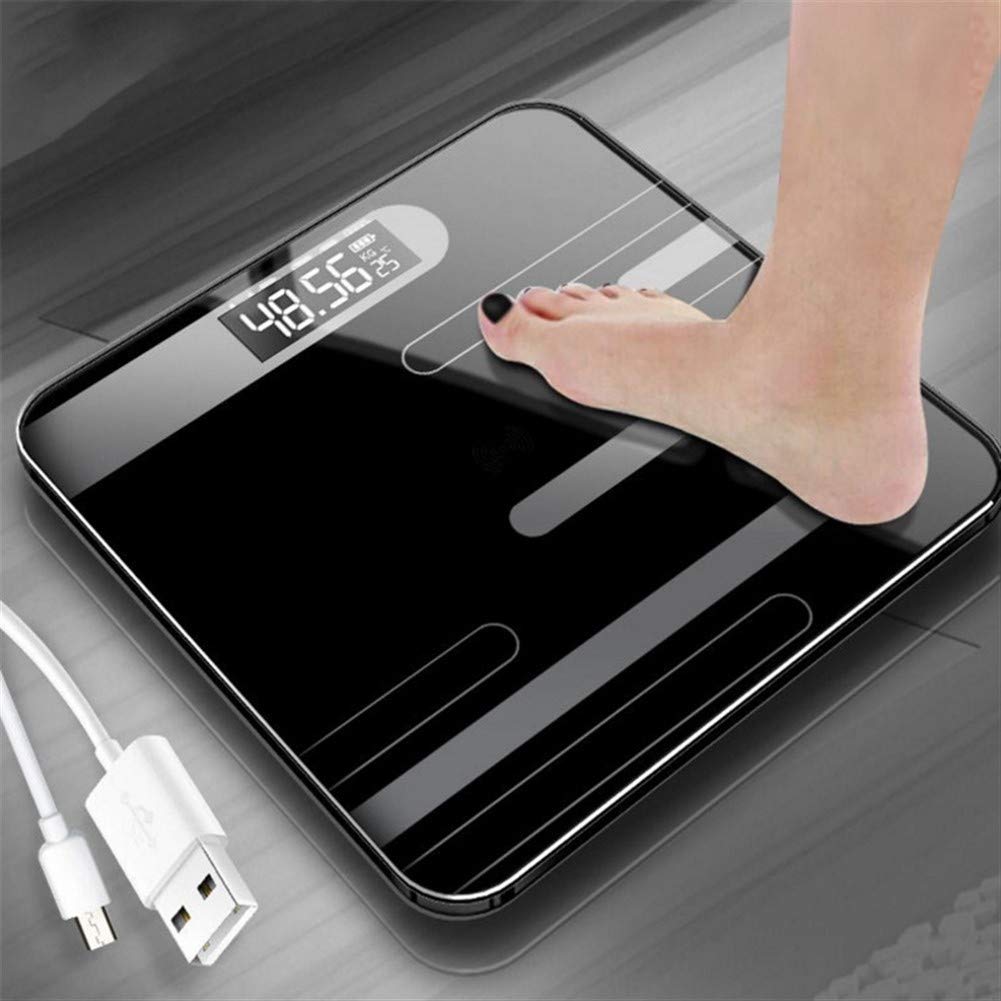 Balance de Salle de Bain Professionnelle avec écran rétro-éclairé, pesant 400 LB, Mesure précise et Durable (Couleur : Chargement USB) (Paragraphe Batterie)