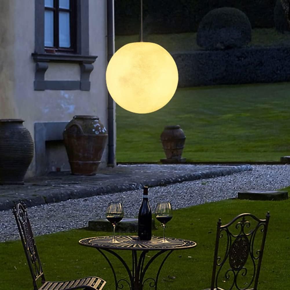 Lámpara de techo moderna con forma de planeta y luna, lámpara colgante nórdica creativa con forma de planeta y luna, lámpara colgante de resina impermeable para exteriores de mediados de siglo para