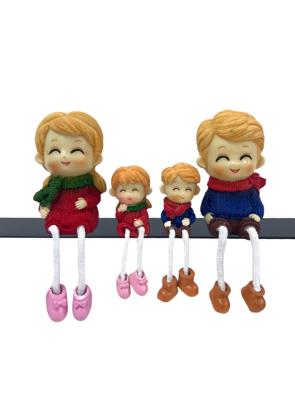 Delopik Home Decor Cool Boy-Girl with Hanging Leg 4 pcs set,Small Decorative for Shelves, Livingroom, Bedroom, Office, gift... (FR 122-1)