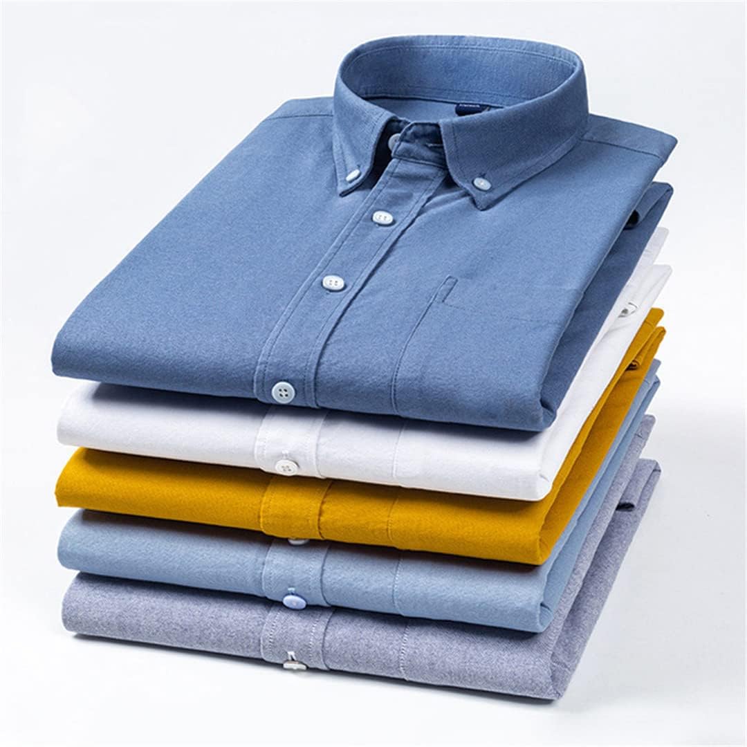 Cotton Men Oxford Shirt Casual Striped Plaid Long-Sleeved Shirts