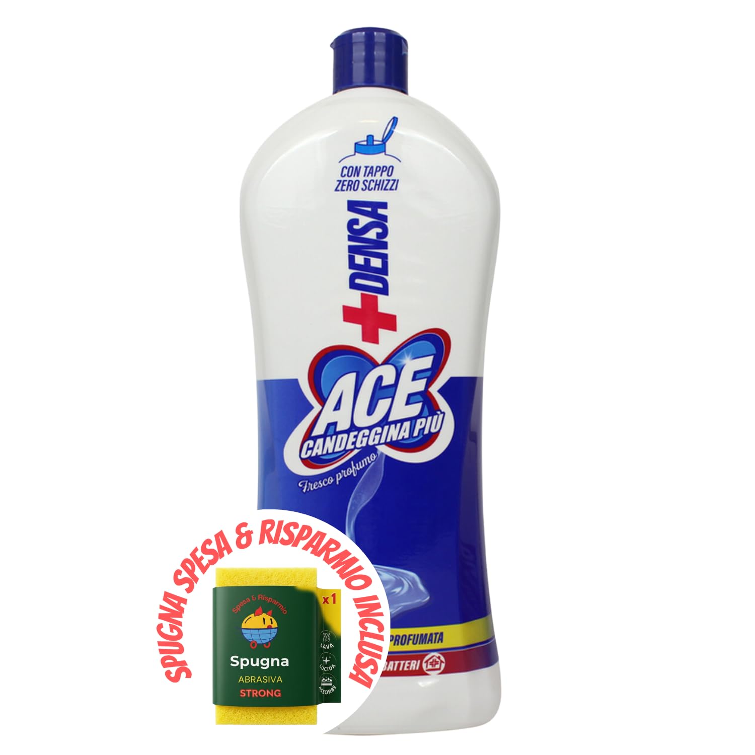 Candeggina Più Densa Profumata 1L – Formula Anti-Schizzo e Pulizia Profonda kit con Spugna Brandizzata SPESA & RISPARMIO Inclusa – Variazioni 4/8/12 Pezzi (12)
