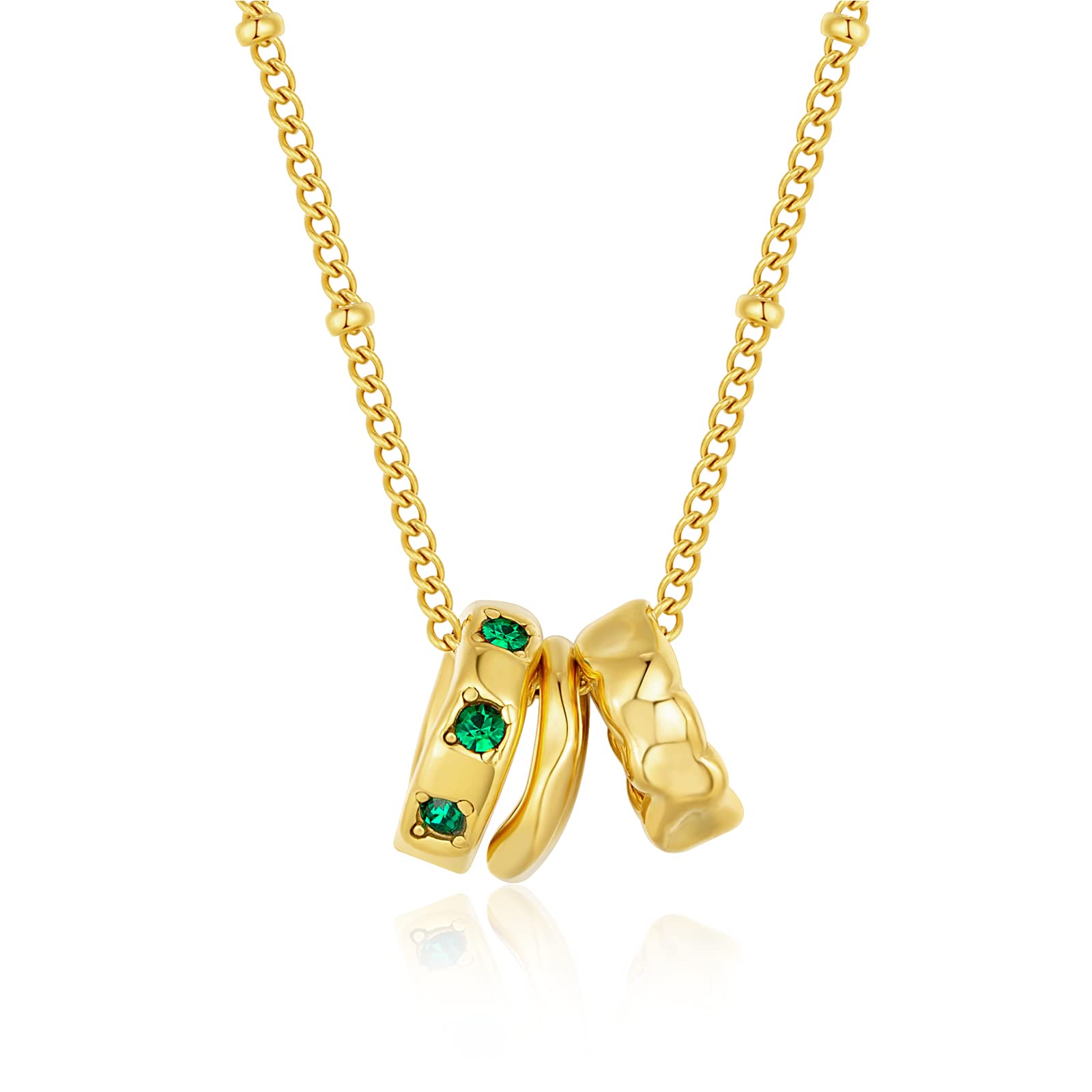 JINHUICircle Necklace for Women, 18k gold Plated Exquisite Hammered 3 Circle/Interlocking Circle Gold Pendant Necklace Jewewlry