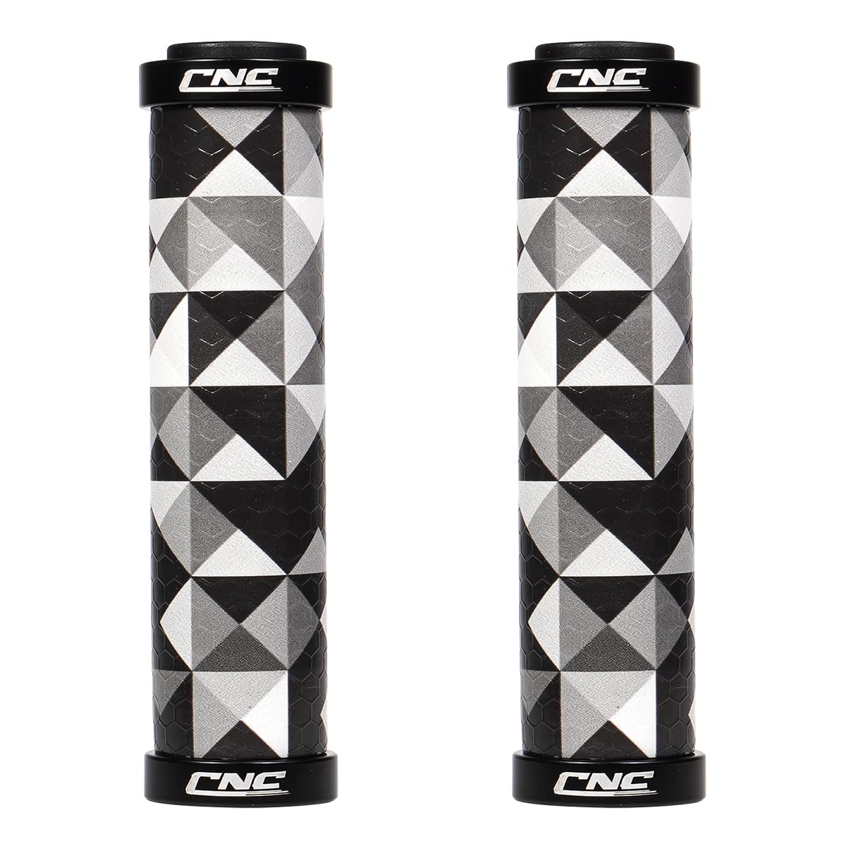Chooee Silicone Mountain Bike Handlebar Grips,Double Lock on MTB Grip 3D Silica Gel Grip Black/White