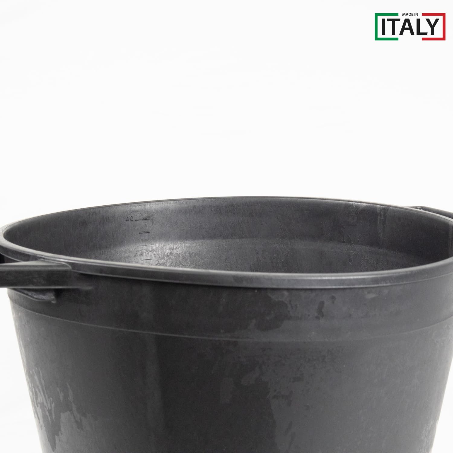 MOHOME Mastello Multiuso PVC Secchio Nero Made in Italy Cassa Macerie Malta Calcinacci Tinozza per Edilizia Set da 10 Capacità 45 Litri Impilabile Doppio Manico Resistente Cantiere Giardino Casa