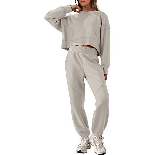 ANRABESS Womens 2 Piece Outfits Lounge Sets Cropped Sweatshirt Joggers Fashion Sweatsuit Sweat Set 2025 Winter Travel Outfits