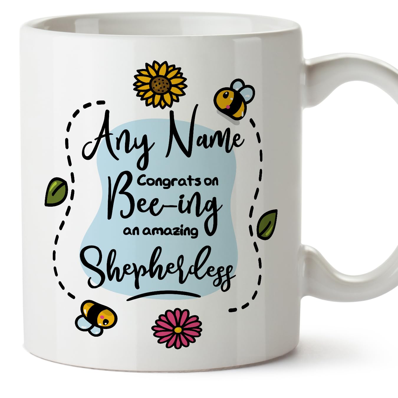 MUGFFINS Personalised Mug for Shepherdess Woman - in English - Thanks for Beeing - Funny Custom Gift for Colleagues - Ceramic 11oz Mug