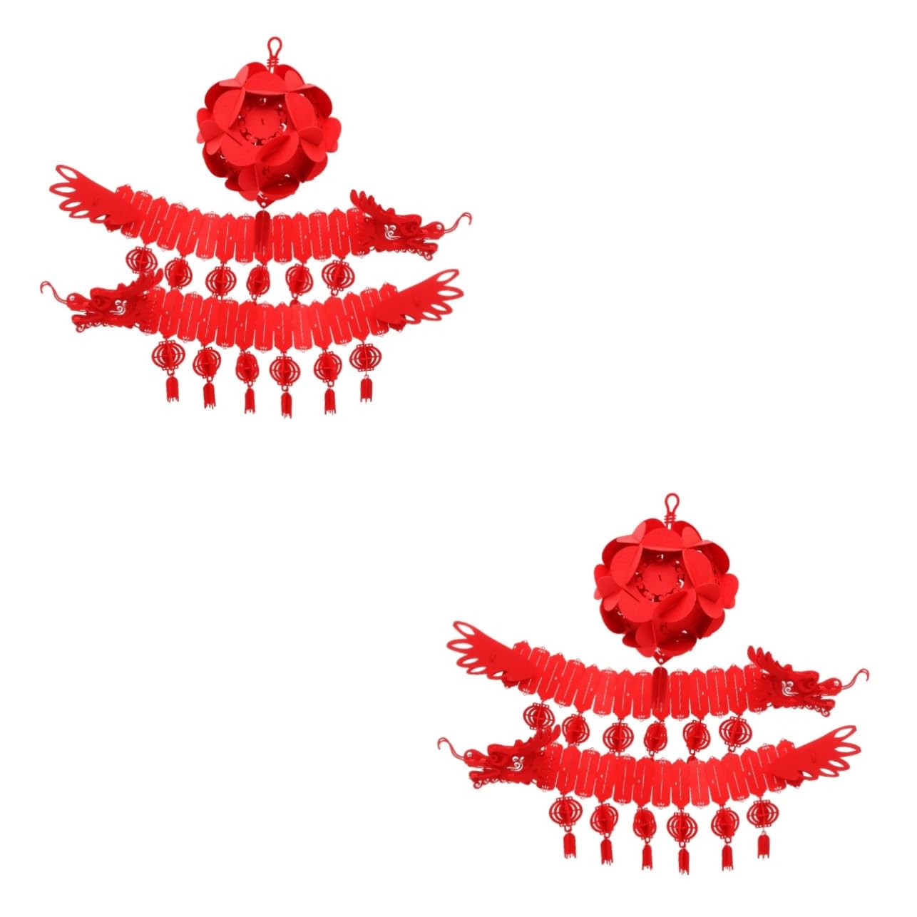 TOPBATHY 2 Sätze Chinesische Neujahrsdekoration deckenverkleidung Living Room Decoration rote Girlande Frühlingsfest Szene Anhänger hochzeitsdeko Frühlingsfest-Drachen-Anhänger Vlies