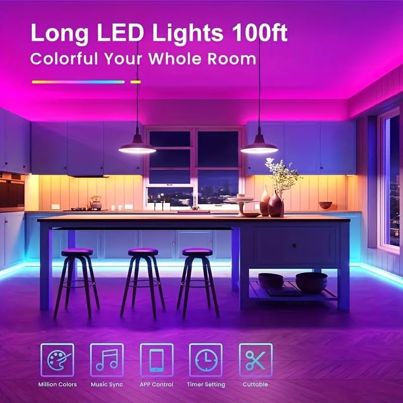 Tira de luces LED inteligente RGB extra larga 50 pies miniatura 3