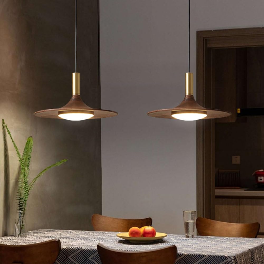 Lámpara colgante de nogal para decoración del hogar, lámpara LED sencilla y Creativa para restaurante, platillo Volador de lujo para Mesa de comedor, Bar, dormitorio, mesita de noc