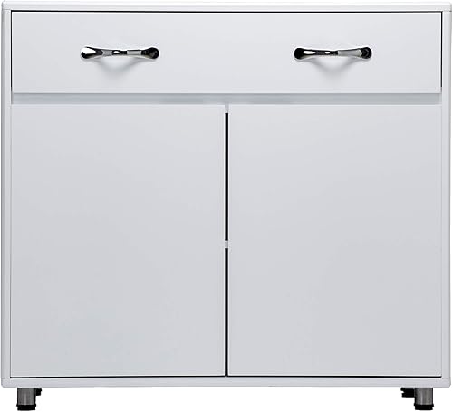 GLCHQ Cajón de almacenamiento para archivador mesita de noche armario lateral aparador para oficina o sala de estar cocina dos puertas blanco